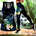 Amazing Polynesian Turtle With Plumeria Flowers Legging & Tank top