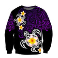 Amazing Polynesian Tattoo Purple Turtle Hoodie ML