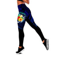 Amazing Kanaka Maoli Humpback Whale with Tropical Flowers Legging & Tank top ML