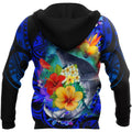 Amazing Kanaka Maoli Humpback Whale with Tropical Flowers Hoodie Tshirt for Men and Women ML