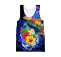 Amazing Kanaka Maoli Humpback Whale with Tropical Flowers Hoodie Tshirt for Men and Women ML