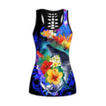 Amazing Kanaka Maoli Humpback Whale with Tropical Flowers Legging & Tank top ML