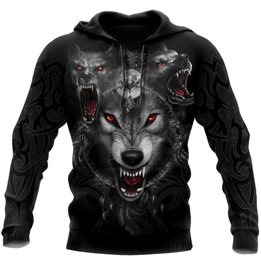 Black Wolf Nightmare 3D Over Printed Hoodie for Men and Women-ML