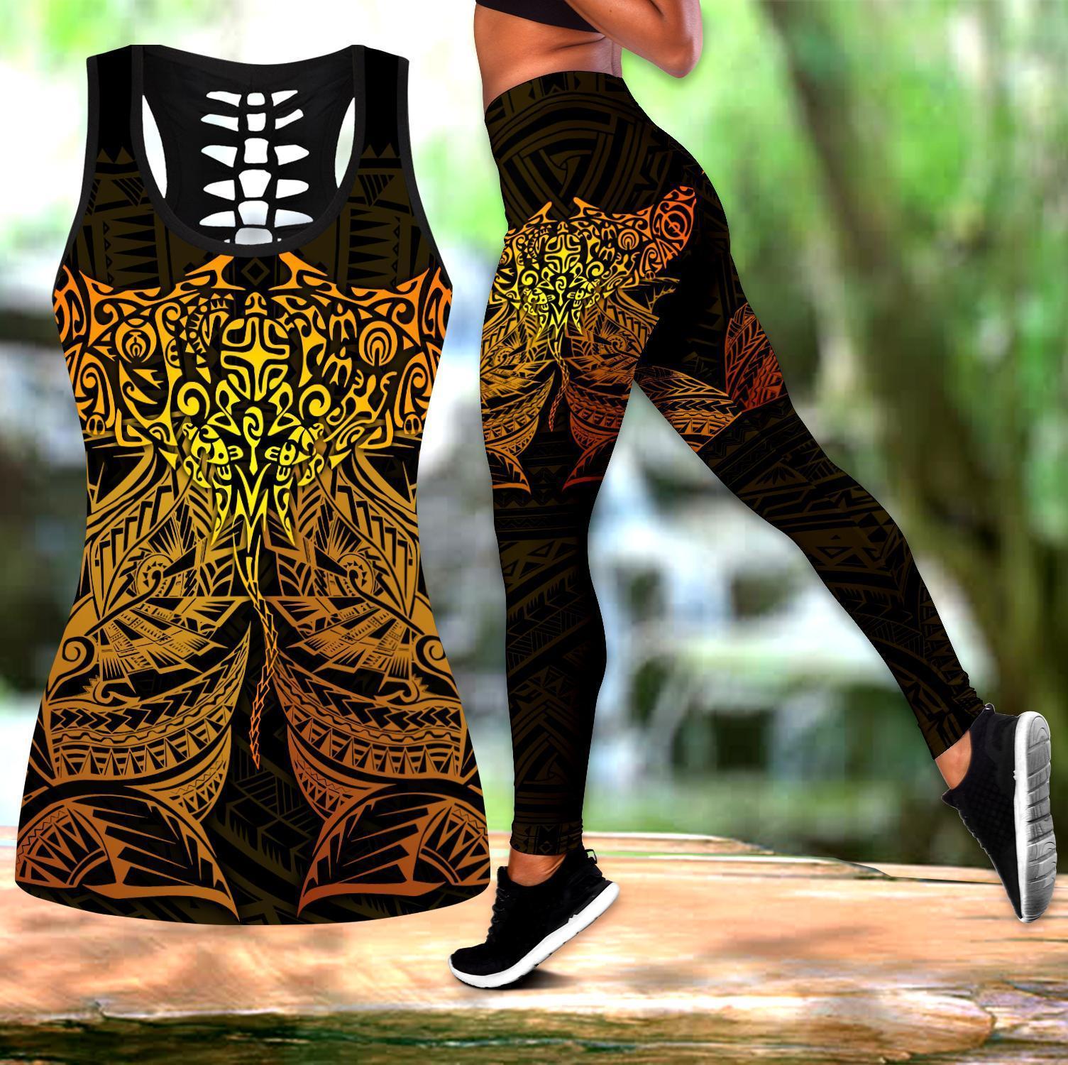 Amazing Polynesian Ray Tattoo Legging & Tank top