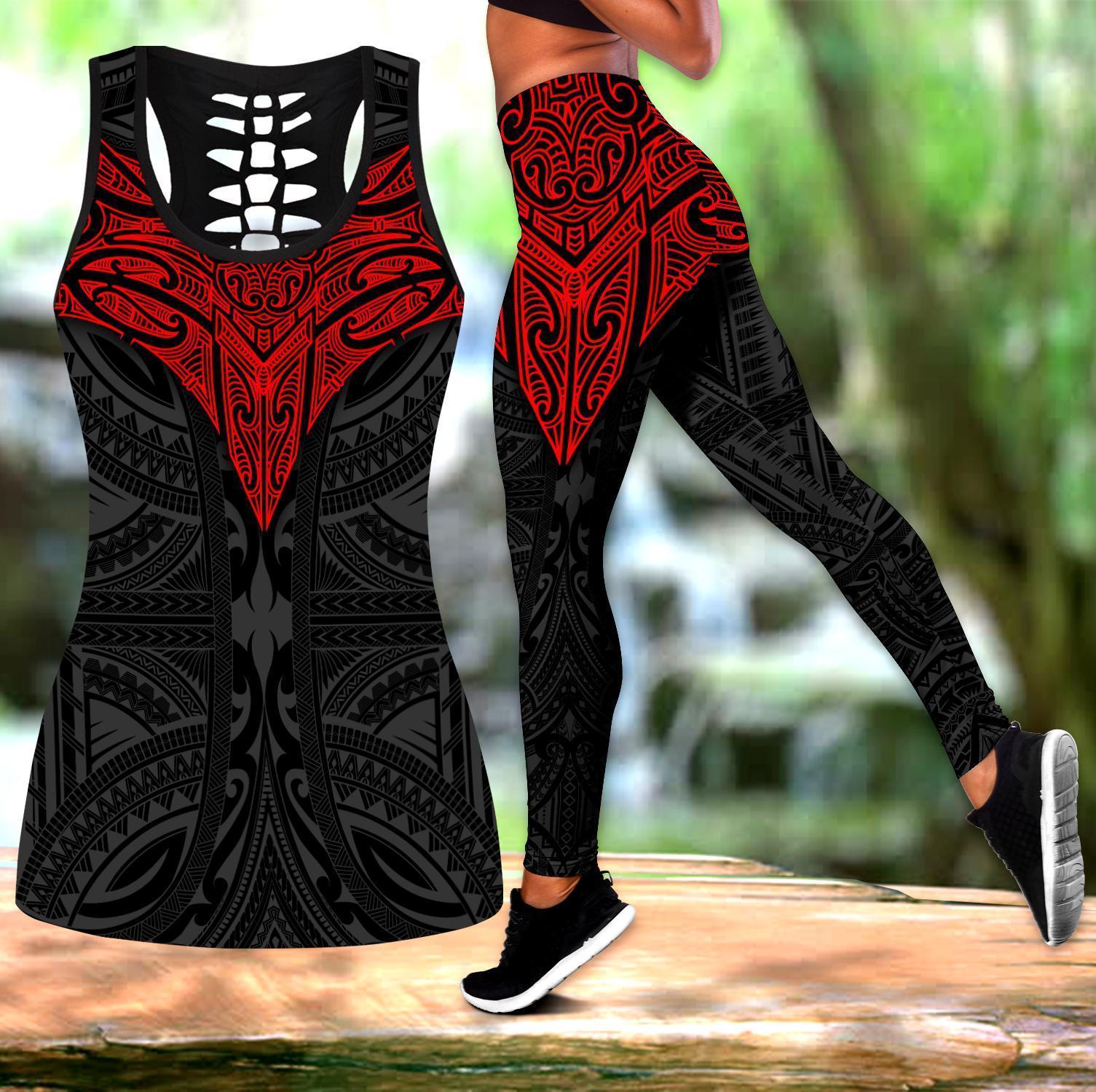 Amazing Polynesian Red Tattoo Legging & Tank top ML