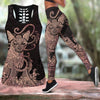Sphynx cat tattoos combo outfit legging + hollow tank for women PL