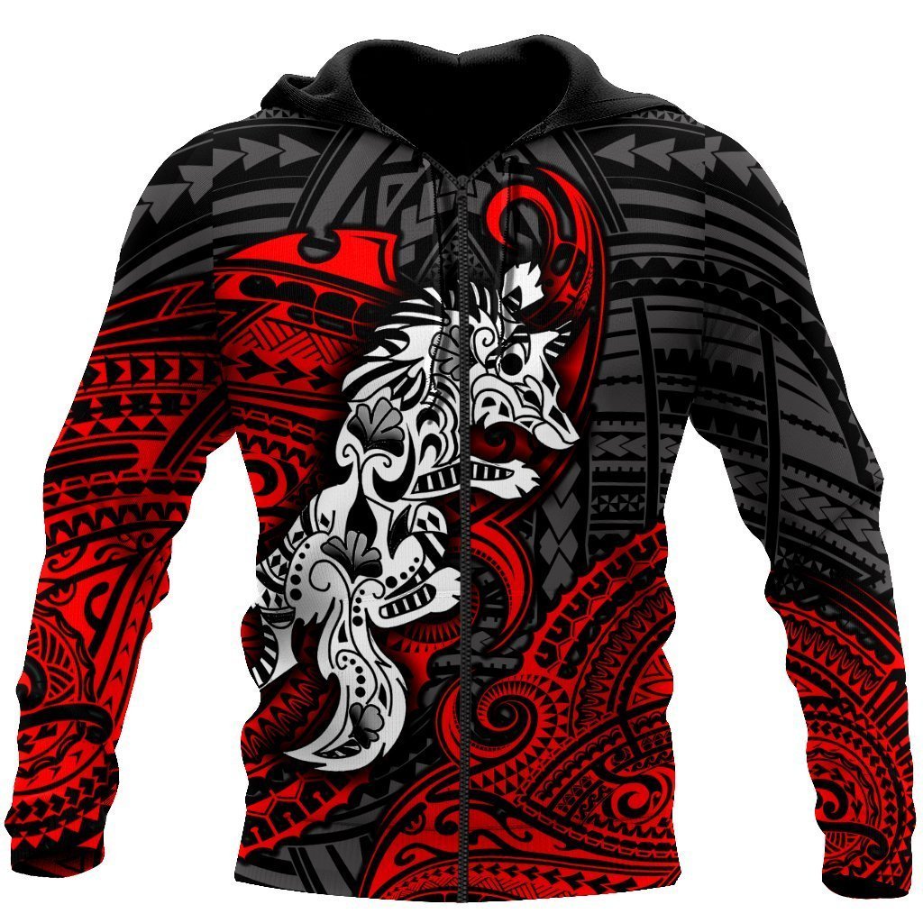 Amazing Polynesian Wolf Tattoo Unisex Hoodie ML