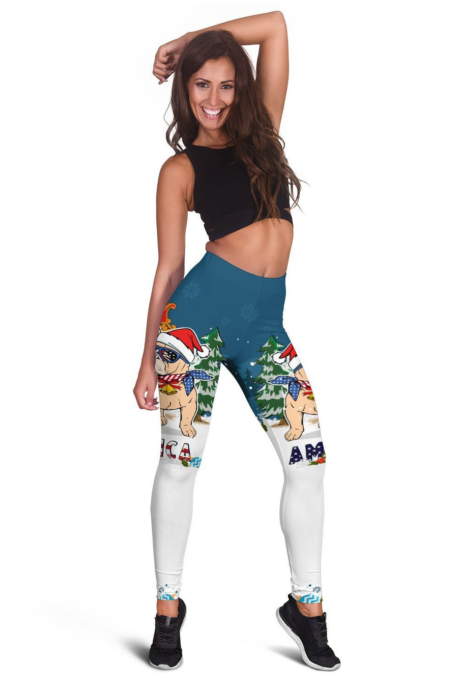 Pitbull & Santa christmas combo outfit legging + hollow tank for women PL
