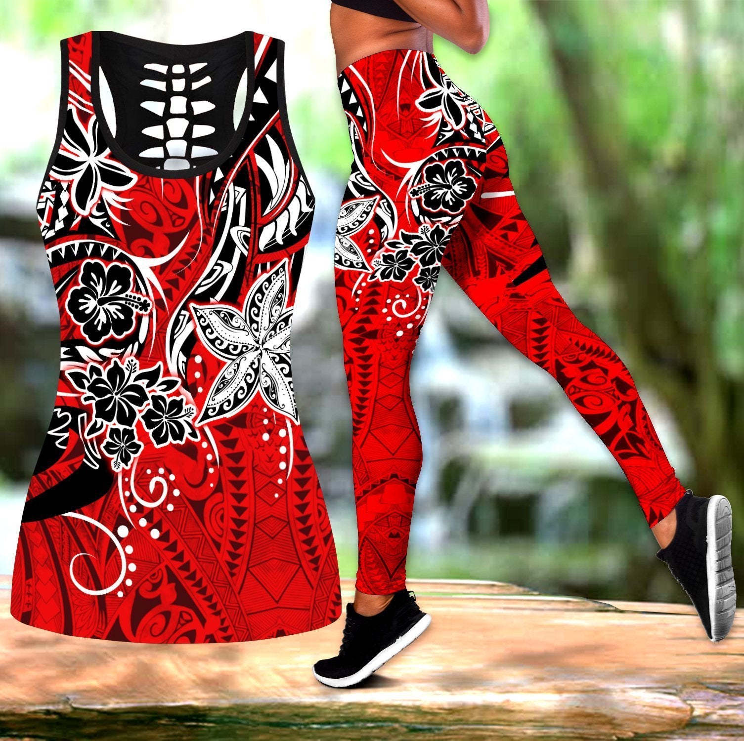 Amazing Polynesian Tribal Pattern Legging & Tank top-ML