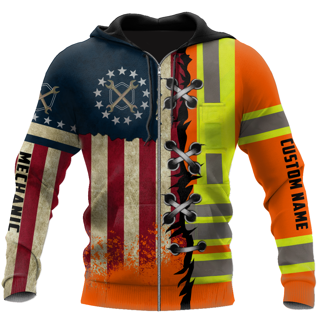 Personalized Mechanic American Flag Hoodie Shirt for Men and Women TN