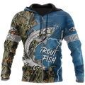 Trout Fishing blue Tattoo camo shirts for men and women